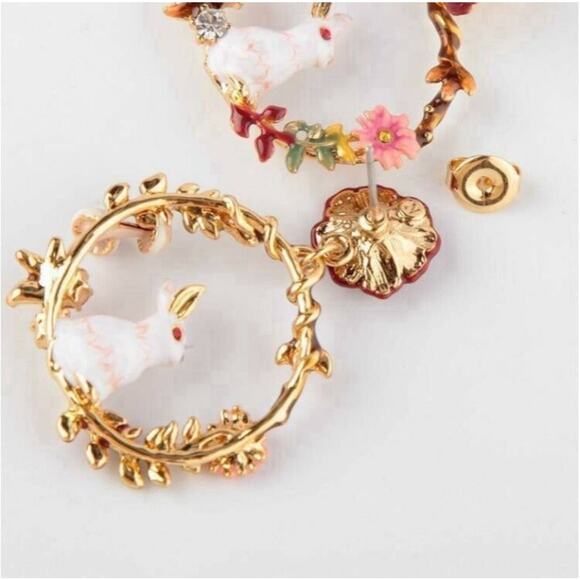 Les Nereides Enchanted Encounters Rabbit Earrings Cottage Boho French Dainty - Picture 4 of 9
